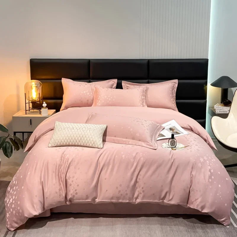 housse couette jacquard brodée ensemble pièces lit double gris clair contemporain fixations opaques microfibre