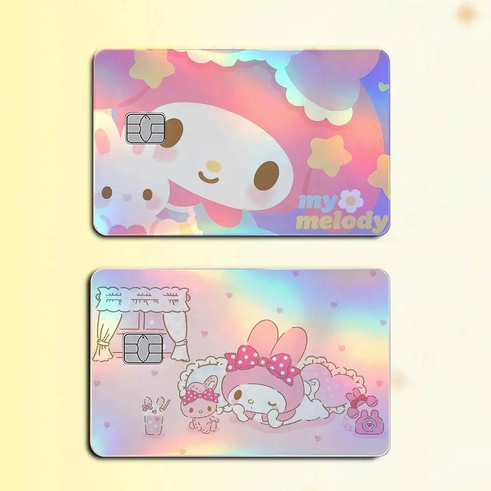 autocollant carte crédit my melody dessin animé rose violet bleu blanc