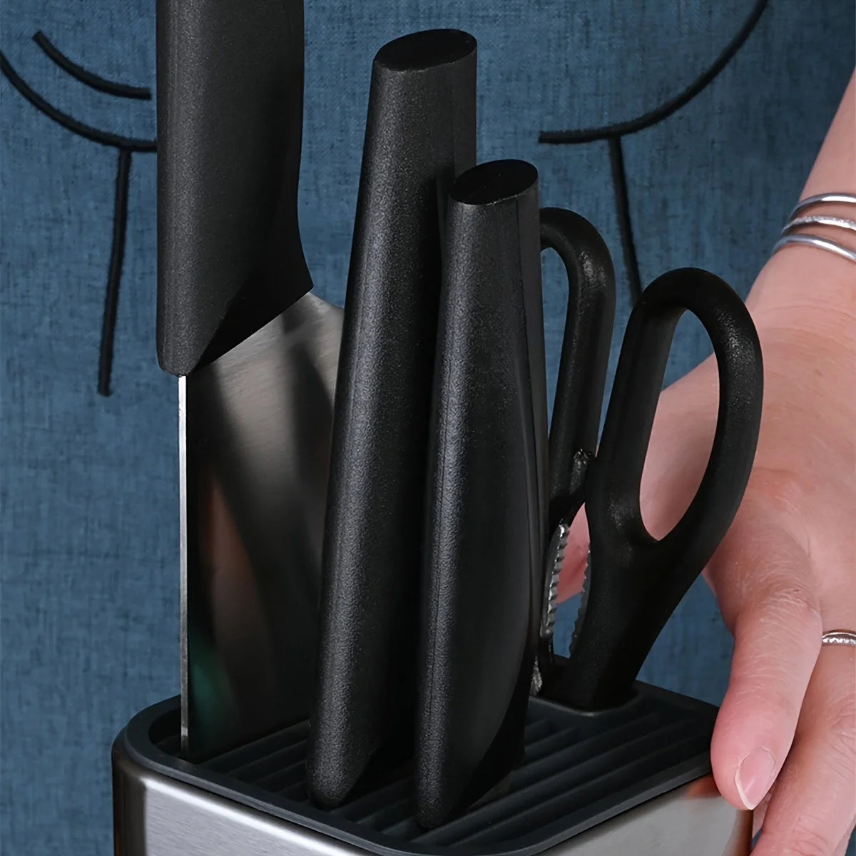 ensemble couteaux cuisine poignées bois naturel acier inoxydable respectueux environnement moderne fonctionnel couteau chef