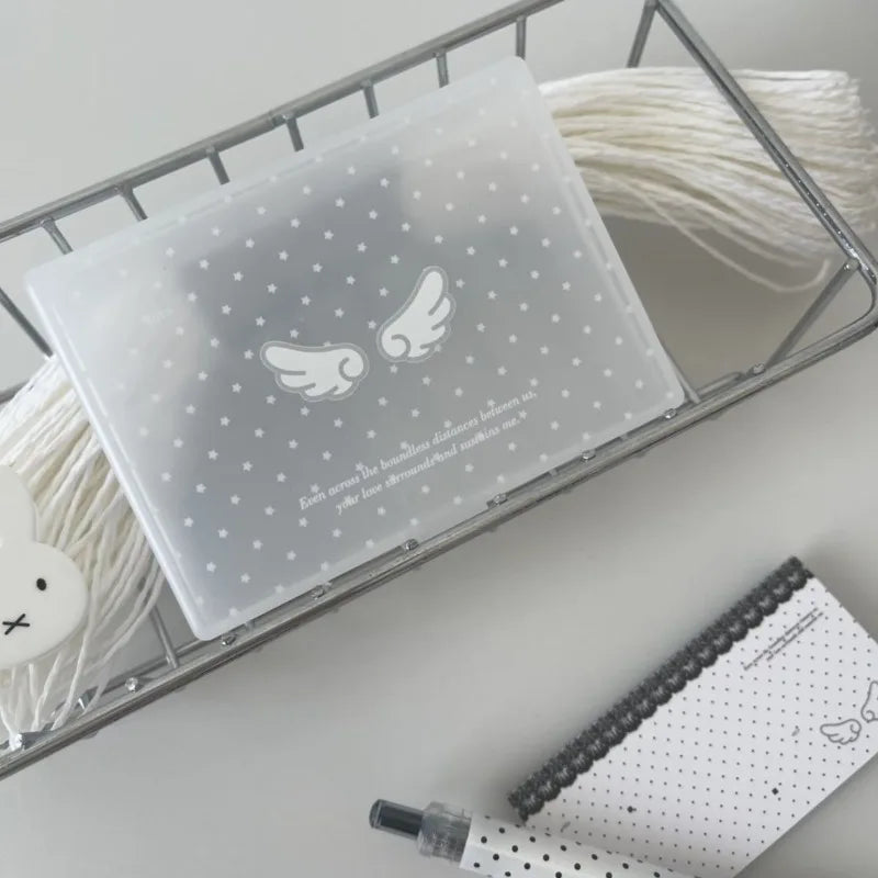 boîtes rangement transparentes points blancs ailes poignées moderne minimaliste chống bụi bảo vệ