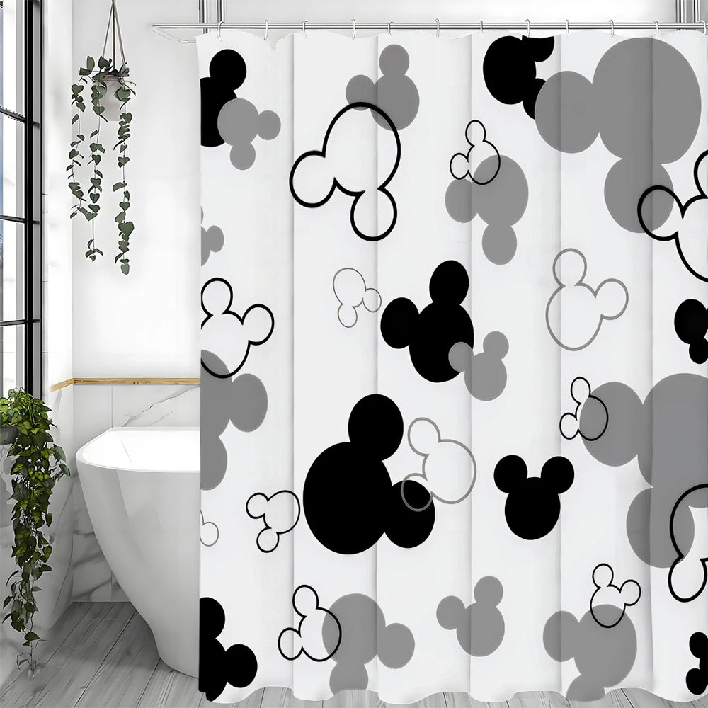 rideau douche mickey mouse blanc noir gris moderne pop art chambre enfant decoration