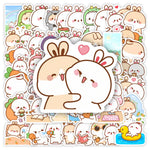 stickers kawaii dessin animé lapins motifs doux autocollants waterproof multicolor modernes scrapbook téléphone ordinateur
