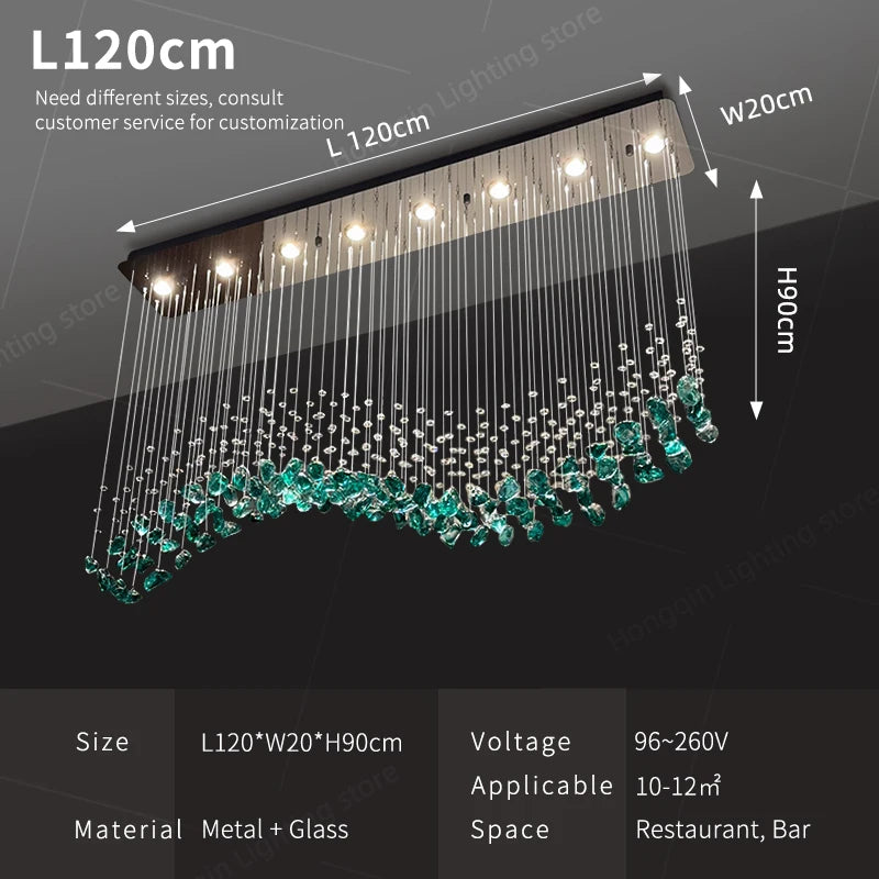 suspension lumineuse moderne cristaux transparents élégantes led 90v 249lm salon restaurant