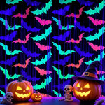 rideau guirlandes halloween chauves souris noir rose bleu vert violet opalescent