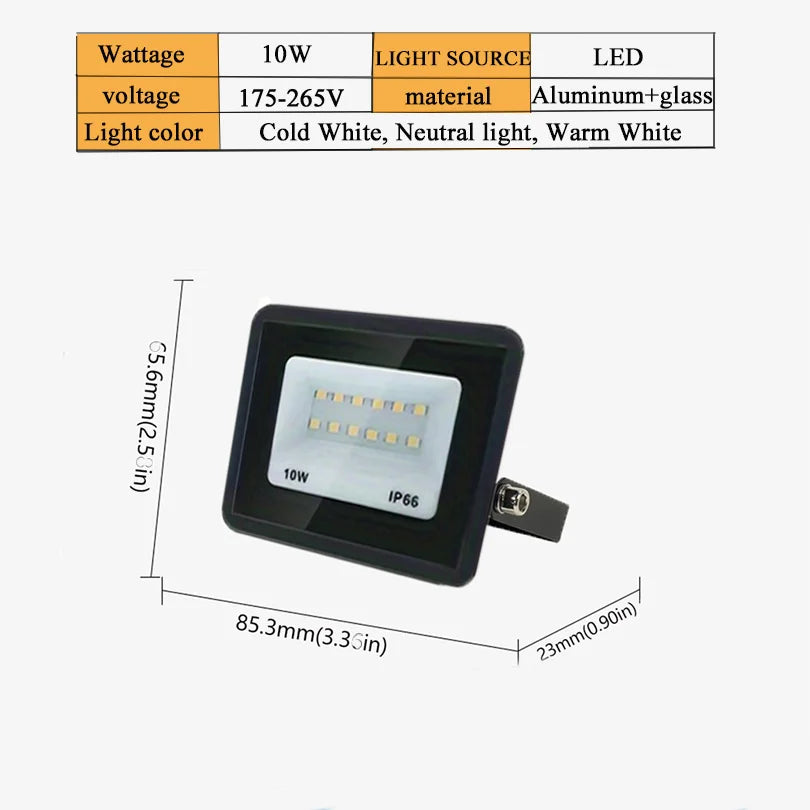 projecteur led ip66 étanche 20w 30w 50w 100w extérieur blanc noir moderne