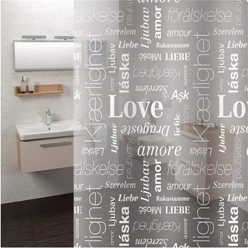 rideau douche moderne blanc gris love respectueux environnement éva anneaux métalliques