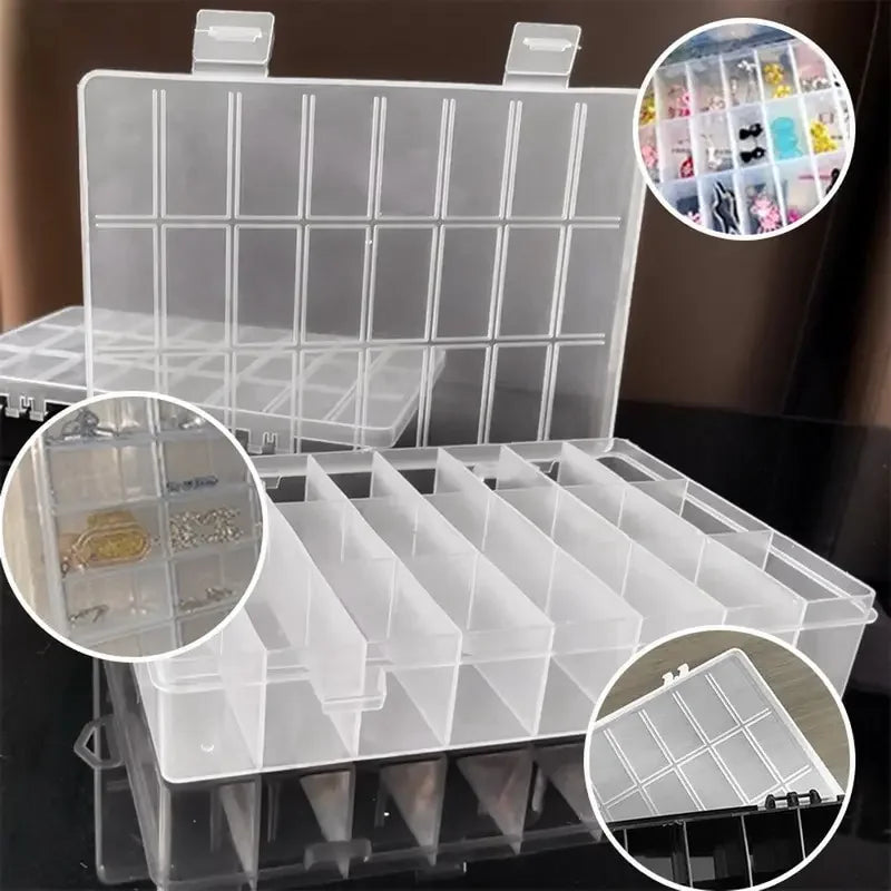 boîte rangement transparente 24 compartiments modernes bijoux organisation pratique anneaux suspendus