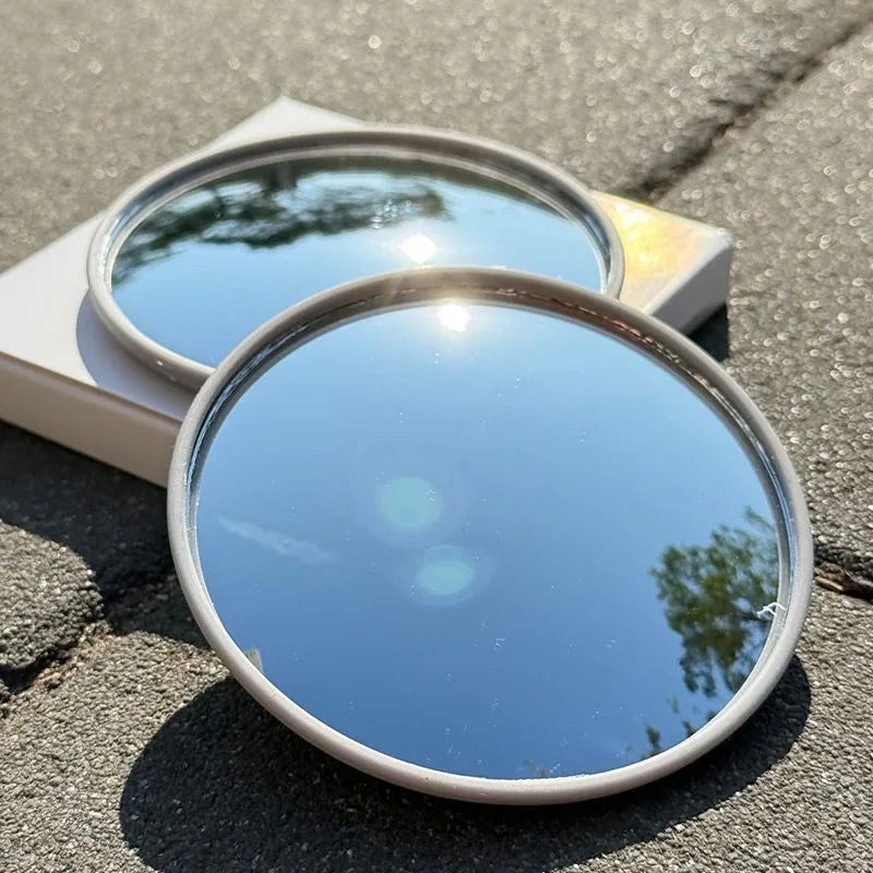 miroir rond argenté moderne portable taille 9.5cm 7.5cm selfie vlogging grand angle