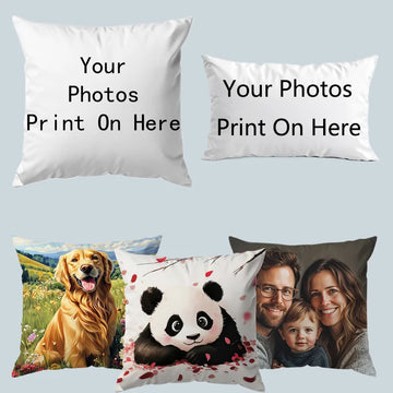 coussin moderne imprimé photo fermeture glissière polyester coton blanc decoratif maison lit voiture 40x40