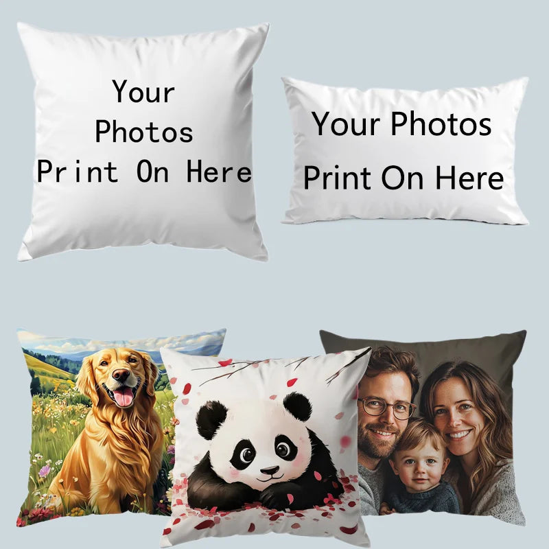 coussin moderne imprimé photo fermeture glissière polyester coton blanc decoratif maison lit voiture 40x40