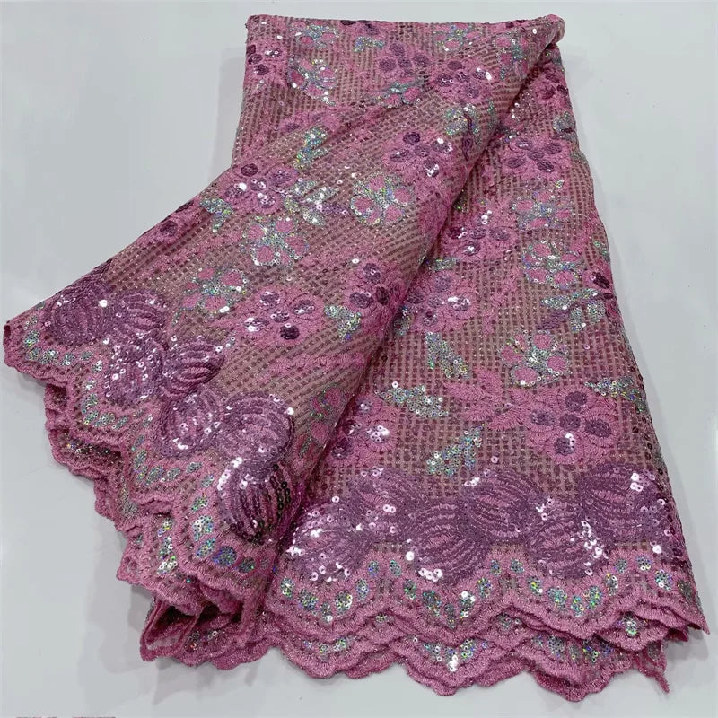 tissu africain brodé paillettes dentelle fleurs polyester mariage décoration robe soirée