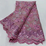 tissu africain brodé paillettes dentelle fleurs polyester mariage décoration robe soirée