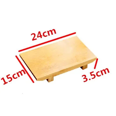 plateau sushi bois naturel traditionnel japonais opaque grain bois respectueux environnement 21x12x3.5cm