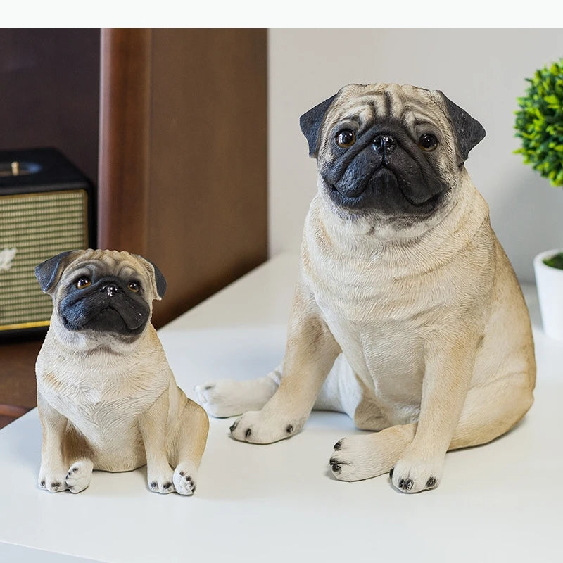 statue chien pug décoration moderne figurine animaux pot fleurs ampli buisson table