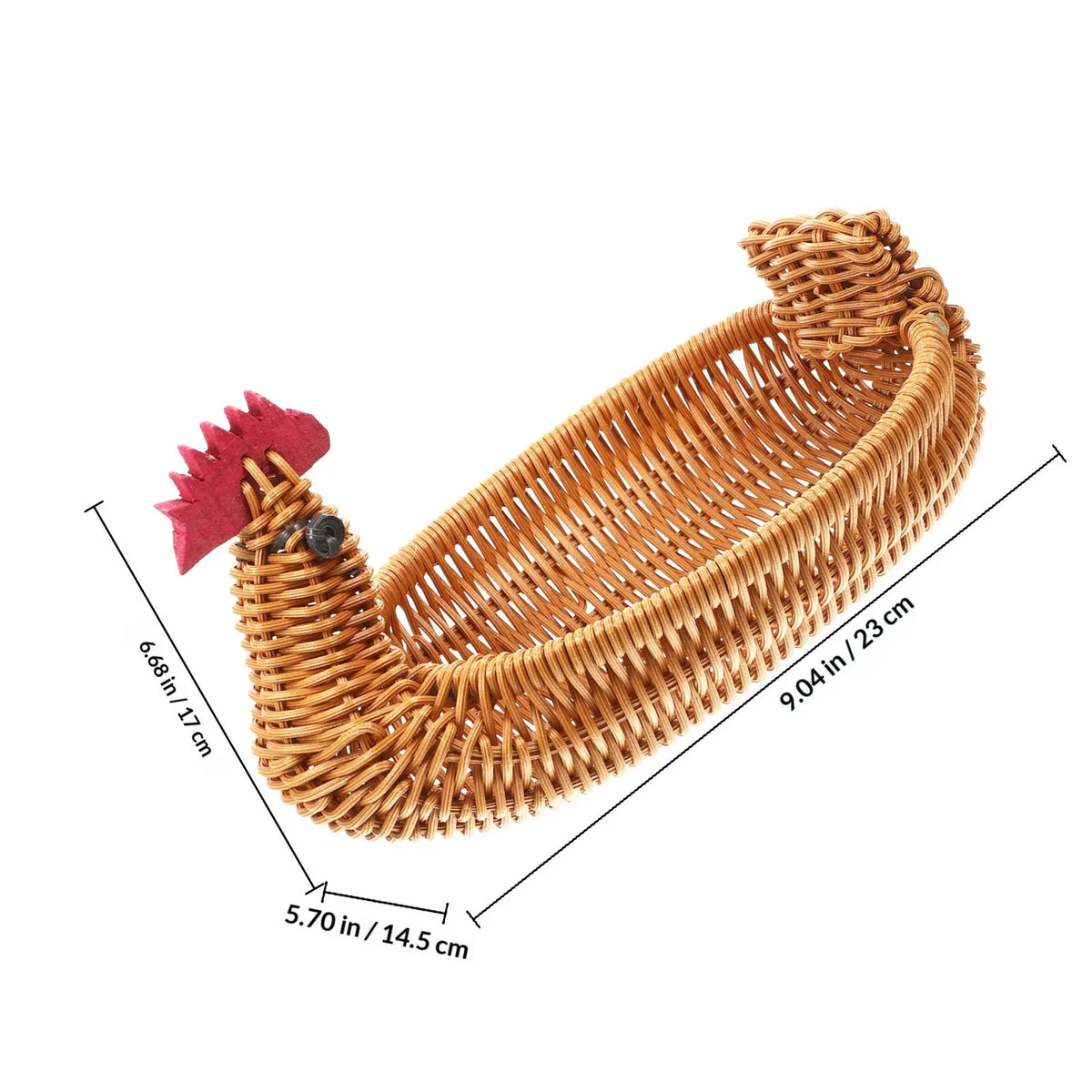panier tressé forme poulet marron rouge rustique décoration cuisine fruits pain Pods