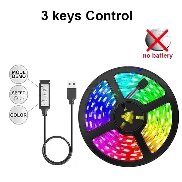ruban led multicolore adhésif 5v boutons remote decoration moderne chambre cuisine