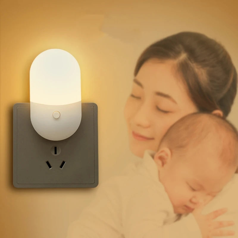 lampe nuit veilleuse led enfichable blanc moderne protection yeux chambre minimaliste prise murale