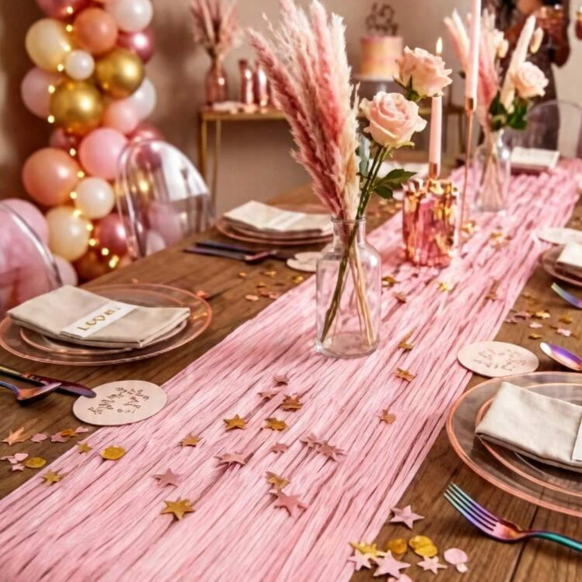 rideau paillettes rose clair moderne festif occasion anniversaire baby shower mariage photo décoration murale