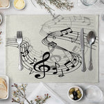 serviettes table moderne notes musicales beige clair tissu lin respectueux environnement