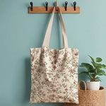 sac main fleurs roses feuilles vertes fond beige vintage romantique poignées détachables femme