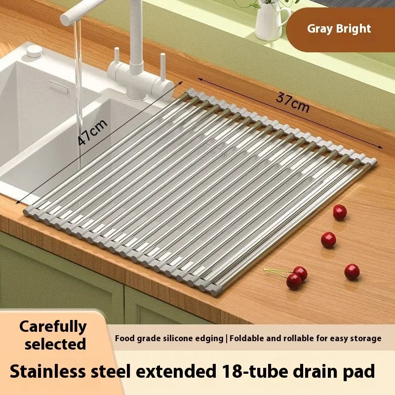 étendoir vaisselle pliable moderne acier inoxydable gris blanc clips fonctionnel cuisine