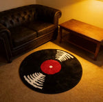 tapis rond vinyle moderne noir blanc rouge disque musical floral 40x40cm 80x80cm 120x120cm