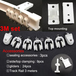 rails rideaux courbés pvc blanc flexible accessoires anneaux boucles poulies supports minimaliste