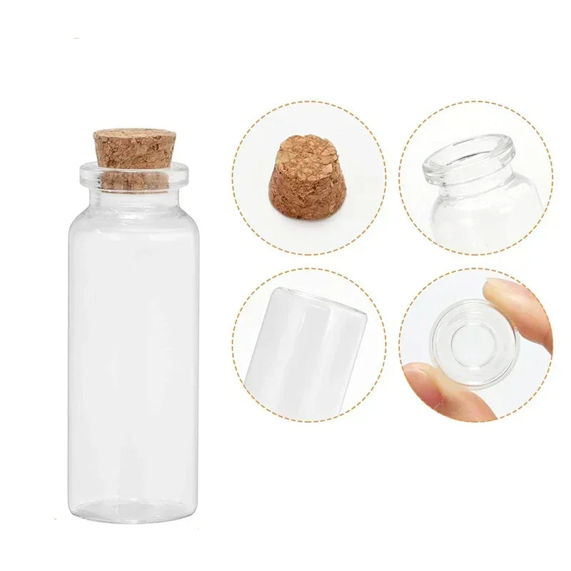 bouteilles verre transparentes bouchons liège 10 15 20 25 30 ml