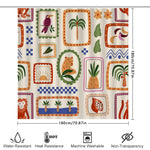 rideau douche tropical motif animaux océanique orangé crème bleu vert