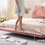 lit suspendu moderne rose gris clair chenille doux oreillers couverture drap plat coussin sol
