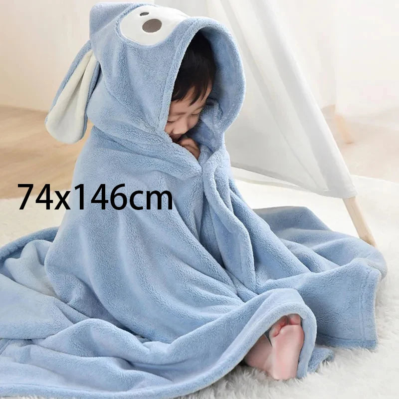 serviette bain enfant brodée dessin animé microfibre rose clair douce confortable