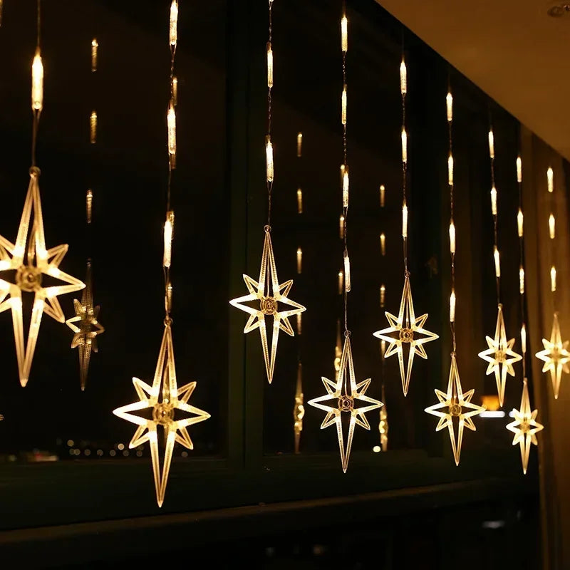 décoration noël étoiles lumineuses fil blanc multicolores extérieures ip44 étanches moderne