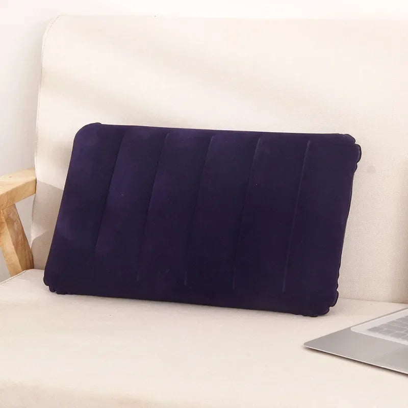 coussin gonflable velours bleu moderne 47x30cm confortable valve gonflage