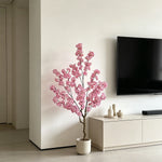 arbre artificiel fleurs cerisier rose clair moderne décoration intérieure mariage salon