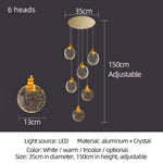 lustre suspension moderne cristal doré scintillantes éclairage luxe salon salle bain appartement