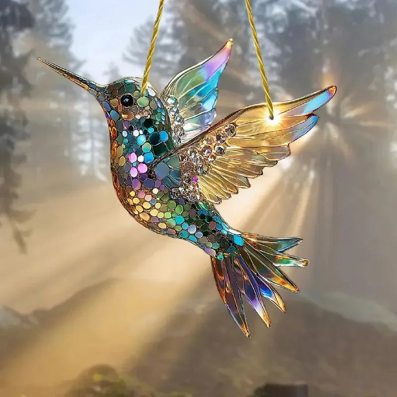 colibri suspendu mosaïque artisanale couleurs vives intérieur décoration ornement maison chambre
