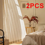 rideau polyester rayé semi transparent moderne minimaliste beige clair maison pièces
