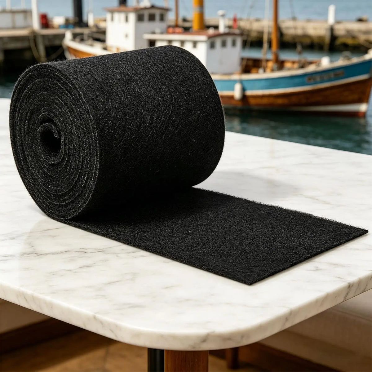 tapis noir anti frottement laineux moderne adhésif 400cm longueur protection ponton bateau utilitaire