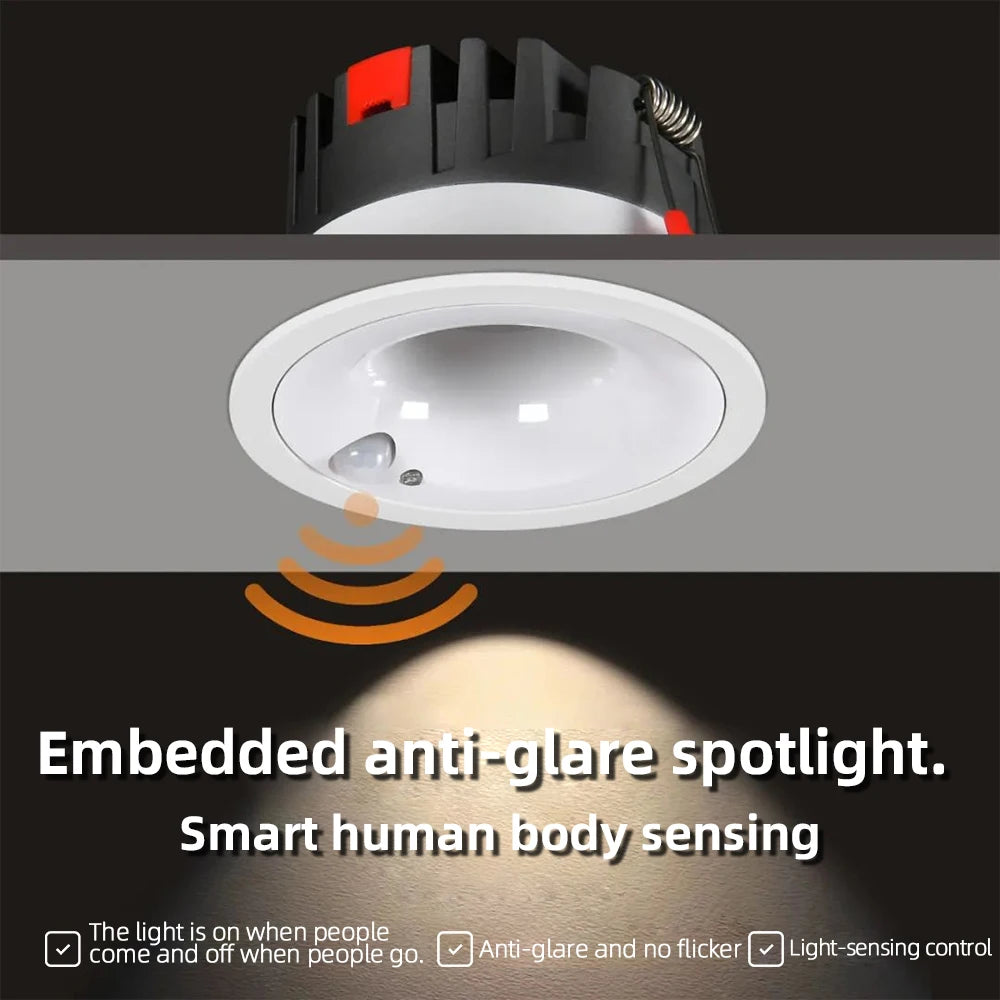 plafonnier led encastrable rond blanc capteur mouvement moderne salon cuisine couloir intérieur