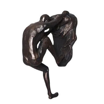 statuette escalade homme résine argentée nu réaliste moderne opaque