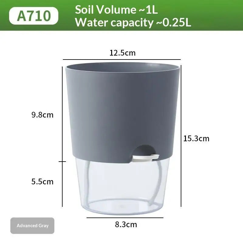 pot auto arrosant blanc transparent moderne bassin d'eau cordons absorbants drainage