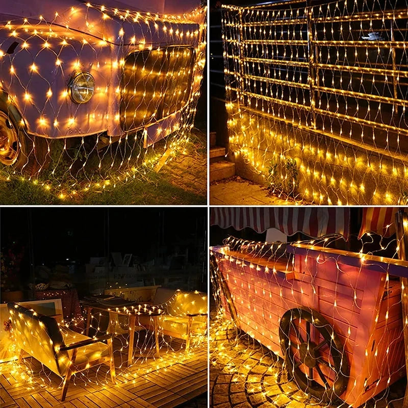 guirlande lumineuse solaire 3m 2m filet maille blanc chaud moderne télécommande étanche ip65 led
