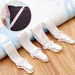 attaches drap lit blanc rayures horizontales clips polyester coton simple ménage pièces