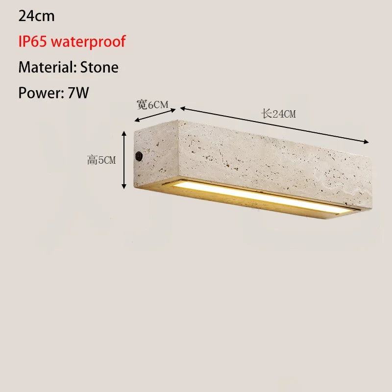 applique murale led moderne pierre naturelle texture marbrée beige marron clair éclairage minimalisteintérieurextérieur