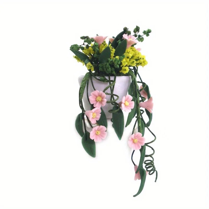 décoration murale cache pot argile blanc fleurs artificielles moderne fixations salon