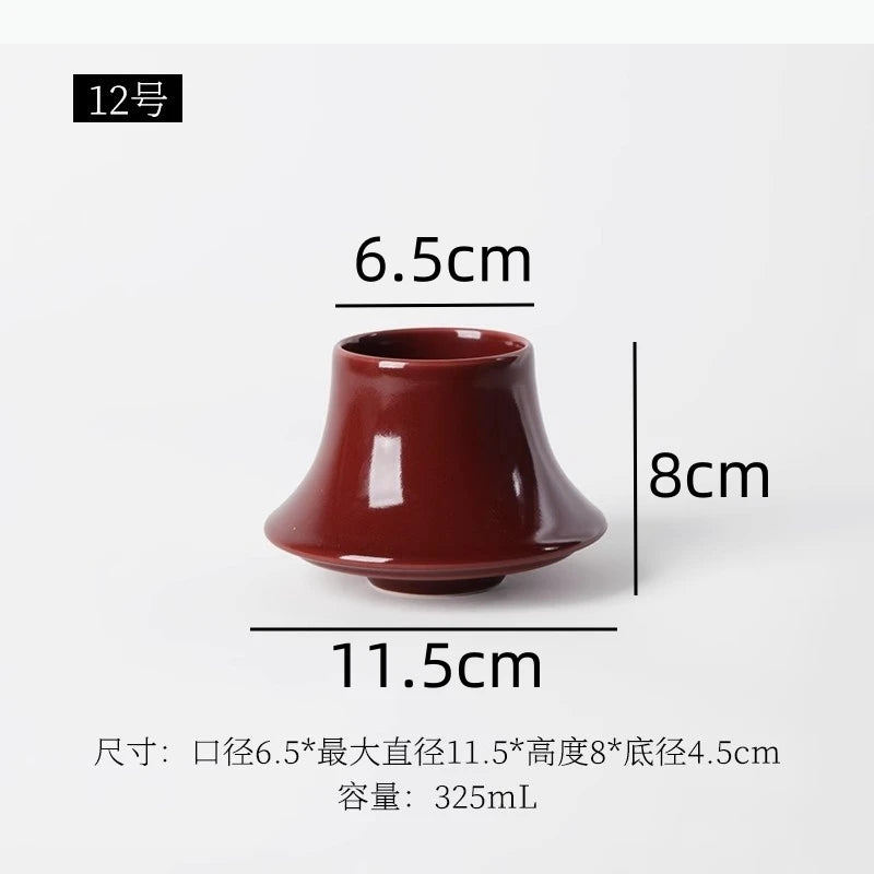 tasses modernes noir rouge texture ondulée brillante fonction table