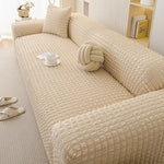 housse canapé universelle polyester spandex beige texture moderne fixations protection taches