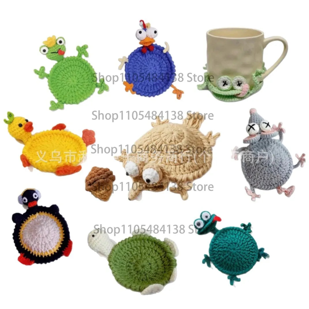 coasters crochetés motif animaux multicolores créatifs respectueux environnement tapis coussinets moderne