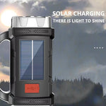 lampe torche solaire rechargeable led camping extérieur 12h luminosité usb solar charging robuste moderne