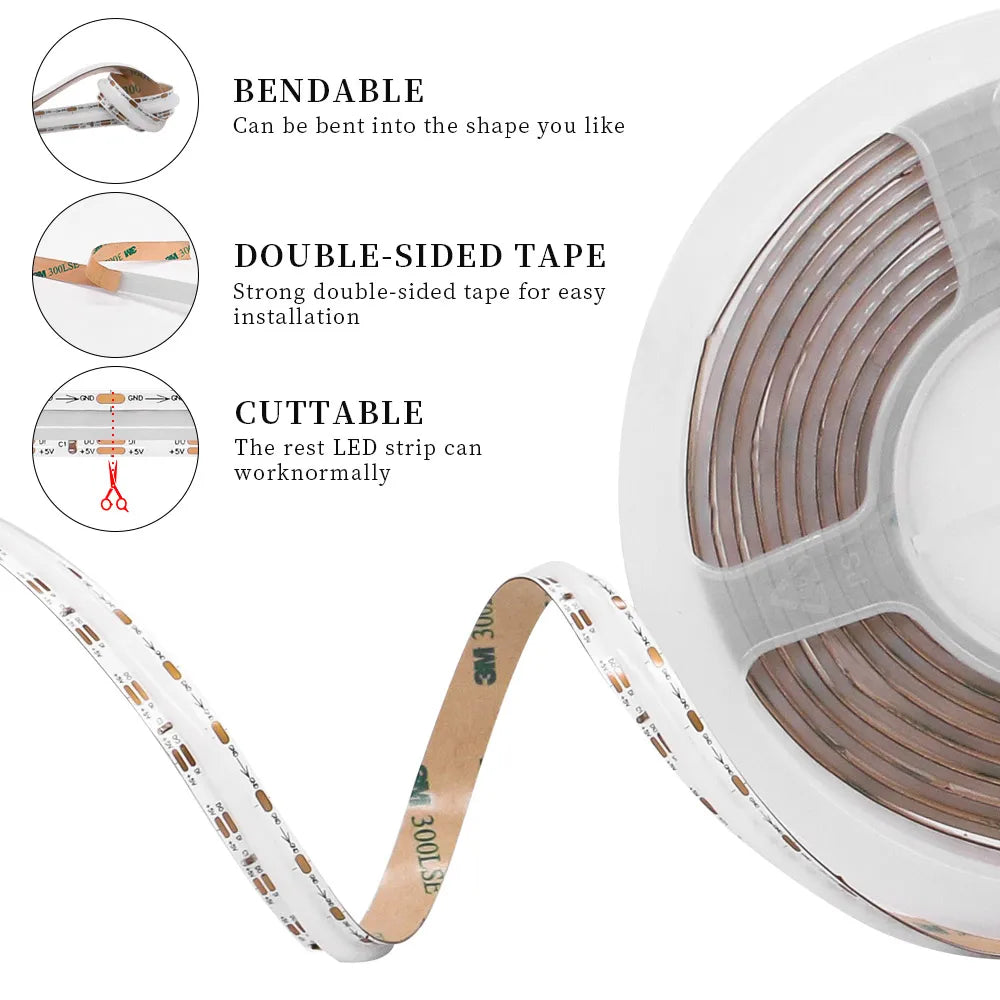 ruban led cob multicolore 240 led adhésif moderne 5v rgb intelligent
